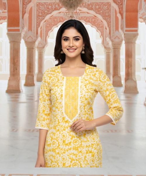 Ethnic Designer Pure Cotton Kurti Set for Women | Traditional Printed Kurta with Pant | Ready to Wear - Image 5