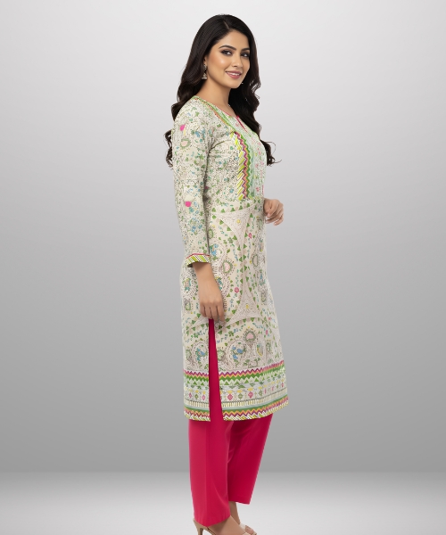 Pure Cotton Kurti Pant Set for Women | Madhubani Art Print Straight Fit Kurta with Trousers - Image 2
