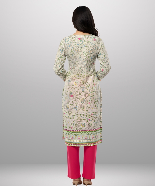 Pure Cotton Kurti Pant Set for Women | Madhubani Art Print Straight Fit Kurta with Trousers - Image 3