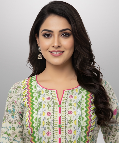 Pure Cotton Kurti Pant Set for Women | Madhubani Art Print Straight Fit Kurta with Trousers - Image 4